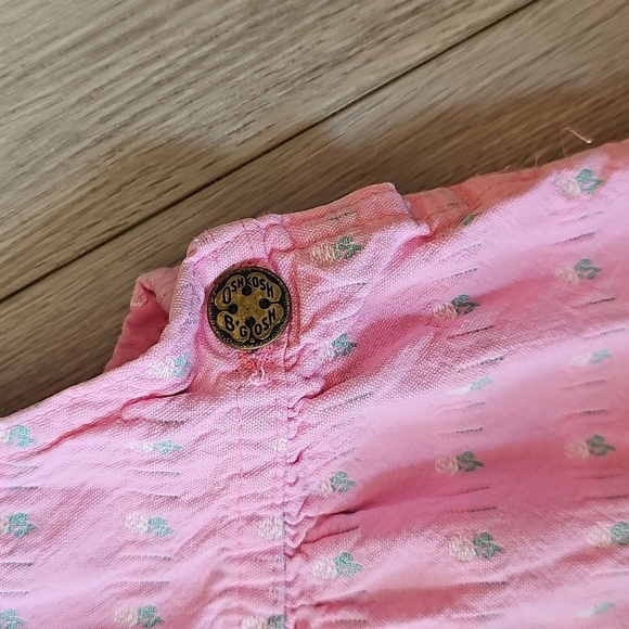 Vintage OshKosh Pink Tab Pink Floral Overall Dress / Dressall, Size 6X - Picture 5 of 14